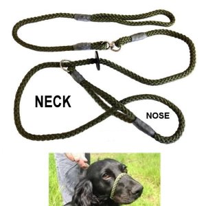 45in/114cm long in Soft 9mm Chocolate Braid stop your dog pulling in seconds Handy Halter Anti-Pull Training Figure-of-Eight Lead 